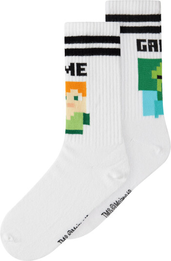 Name It Nkmjakobsen Minecraft 2P Tennissock Bfu White 34 36