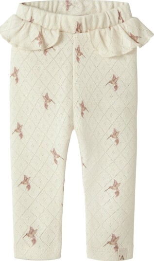 Lil" Atelier Leggings - NbrRachello - Turtledove/Bird - Lil Atelier - 1½ år (86) - Leggings Beige Hvit