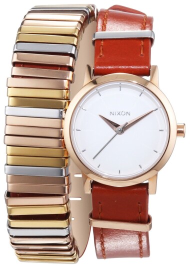Nixon Dameklokke A4031749 00 Hvit/Lær Ø26 mm