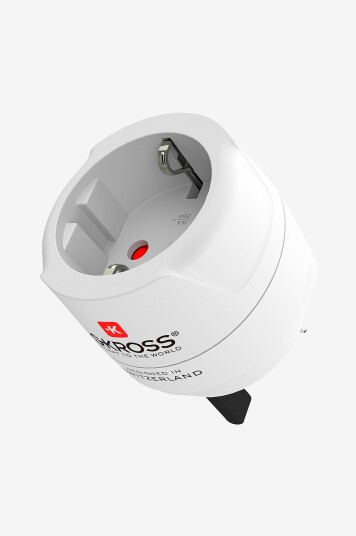 SKROSS   Reiseadapter Europa Til Storbritannia og andre Jordet   Hvit