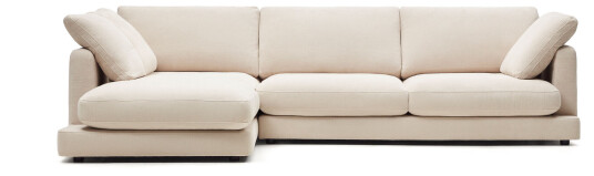 Kave Home Gala 4-pers. sofa m. chaiselong i venstre side, Beige Chenille stoff 1726082-02-0 1726085-01-0