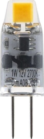 Spl G4 1,1W LED pære 12V   80lm COB dimbar 2200K klart glass   Dimbar : Dimbar Kulør : Ekstra varm