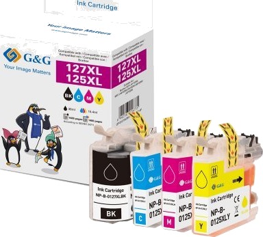 G&G / Ninestar 4 Blekkpatroner Kompatibel Med Brother Lc 127Xlvalbp — 1X Sort Cyan — Blekkpatron — Sort Magenta Yellow 14784