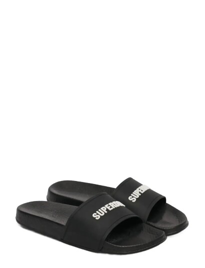 Superdry Premium Graphic Pool Slide   Black   8 9