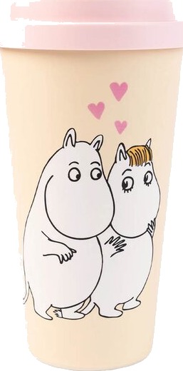 Nordicbuddies   Mummi reisekopp 45 cl Mummitroll og Snorkfrøken love fersken