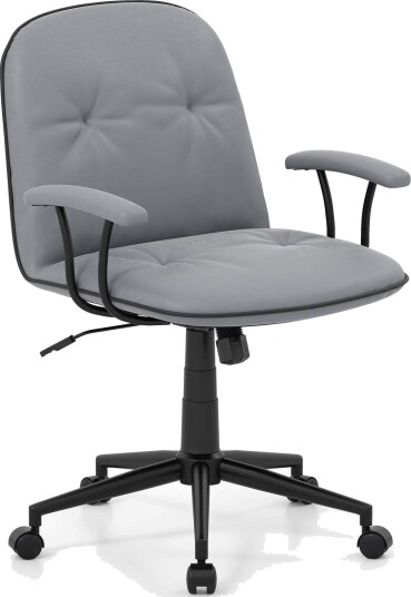 Ergonomisk kontorstol i kunstskinn med polstrede armlener grå