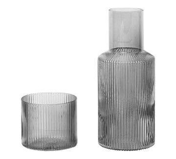 ferm LIVING - Ripple Small Carafe Set Smoked Grey ferm LIVING - Ripple Small Carafe Set Smoked Grey