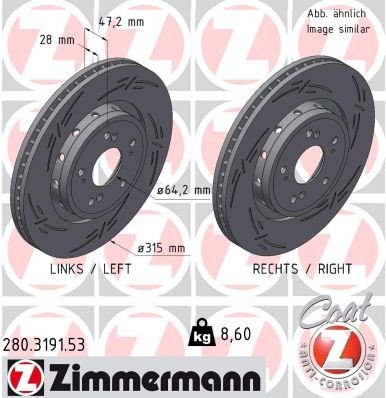 Bremseskive ZIMMERMANN 280.3191.53
