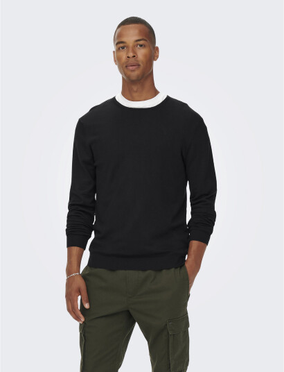 ONLY & SONS Onswyler Life Ls Crew Knit - Black - XS ONLY & SONS Onswyler Life Ls Crew Knit - Black - XS
