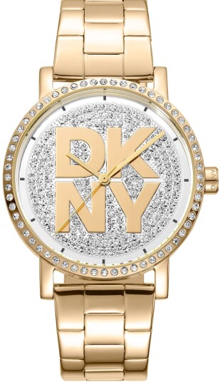 DKNY Dameklokke DK1L035M0215 Soho Logo Sølvfarget/Gulltonet stål