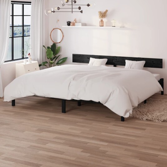 vidaXL Sengeramme svart heltre furu 180x200 cm UK Super King