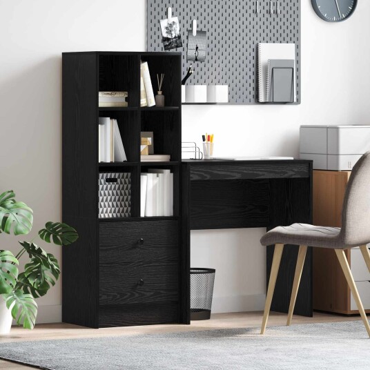  Skrivebord med lagring 2 pcs Svart eik 80 x 50 x 76 cm