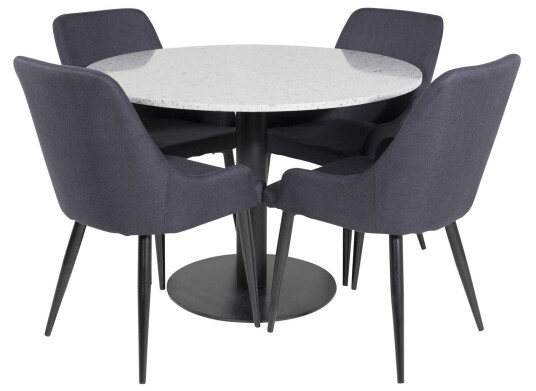 Venture Design Razzia & Plaza spisegruppe Grå/svart 4 st stoler & bord 106 cm