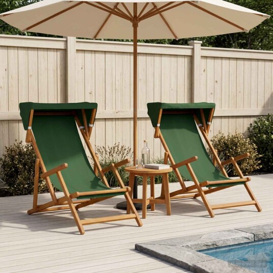 vidaXL Hage Stol 2 pcs 3 Posisjon Solid Eucalyptus Tre Grønn