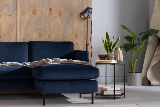 Teodin Hjørnesofa med Divan Høyre Fløyel Blå