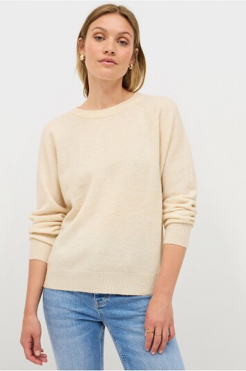 Ellos Collection Strikket genser med rund hals Hvit