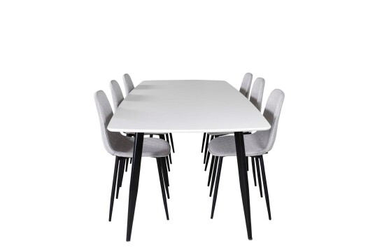 Venture Design Polar & Polar spisegruppe Hvit/grå 6 st stoler & bord 240 x 100 cm