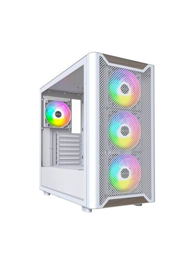 Montech XR Wood Midi Tower Kabinett Hvit med ARGB Tempered Glass