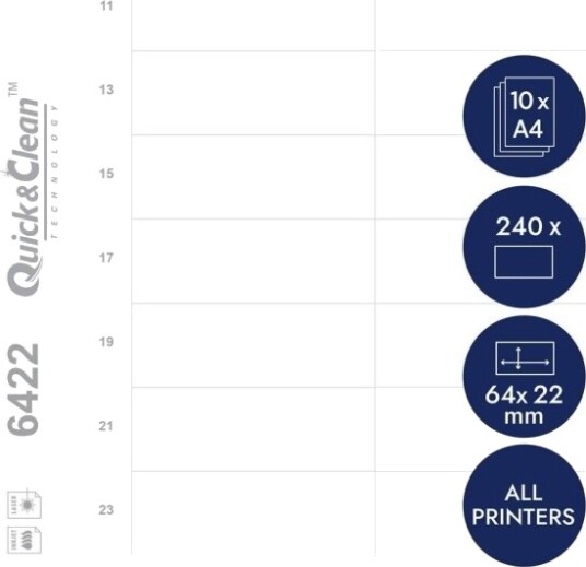 Printbare Indstik 64X22mm Til Badgepoint Polar 20 Navneskilte 240 Stk