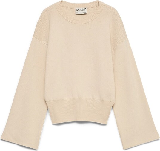 Vero Moda Awhanna Ls Crew Neck Knit Pullover Noos Cream S