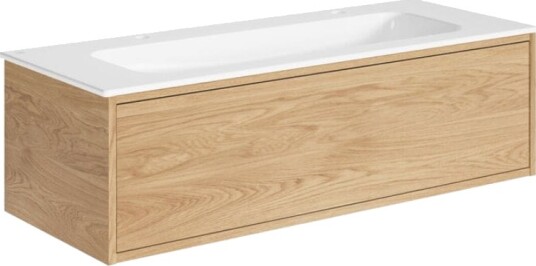 Gustavsberg Ducentic Servantskap med Porselenservant Lys eik / 120cm 2 Hull for Kran