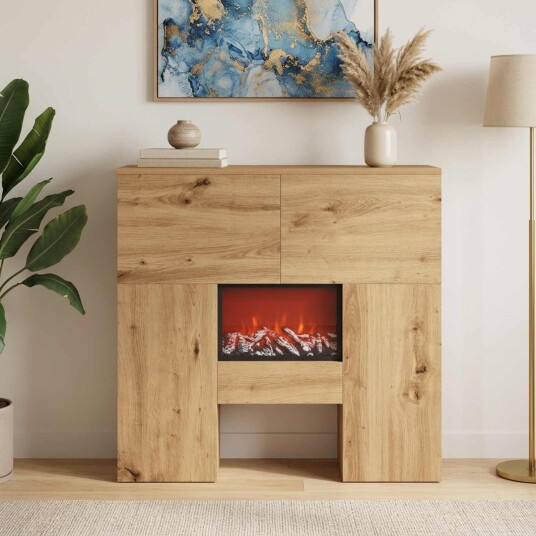 vidaXL Elektrisk peis Artisan eik 75 x 24,5 x 75 cm Konstruert tre