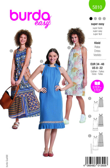 Burda 5810 - Kjole EUR: 34-48, US: 8-22