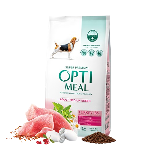 Optimeal Tørrfôr til Voksne Mellomstore Hunder med Kalkun 1,5 kg