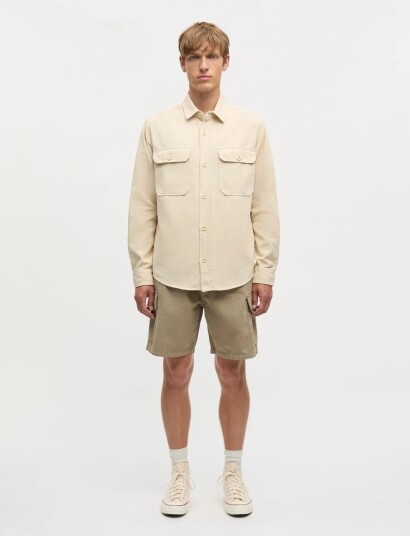 Mads Nørgaard Cotton Ripstop Cargo Shorts   Khaki green   XXL