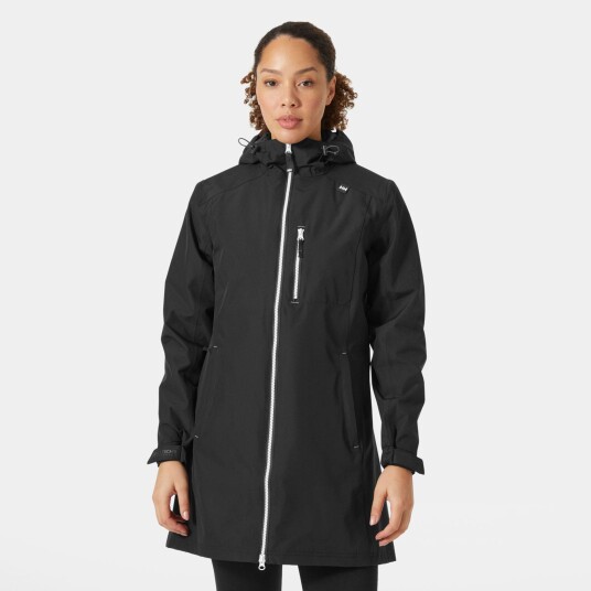 Helly Hansen Dame Lang Belfast 3/4 Length Regnjakke Svart L