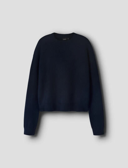 LMTD Nlflodett Ls Short Knit Navy 146 152