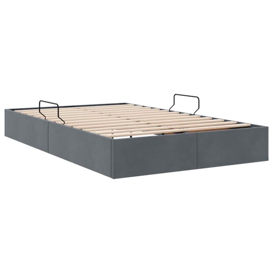 Seng med Oppbevaring med madrass Mørkegrå 120 x 200 cm Fløyel