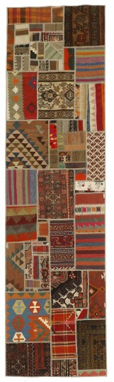 Håndknyttet. Opphav: Persia Kelim Patchwork Teppe 80x300