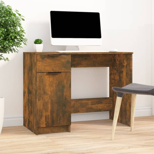 vidaXL Skrivebord røkt eik 100x50x75 cm konstruert tre vidaXL Skrivebord røkt eik 100x50x75 cm konstruert tre