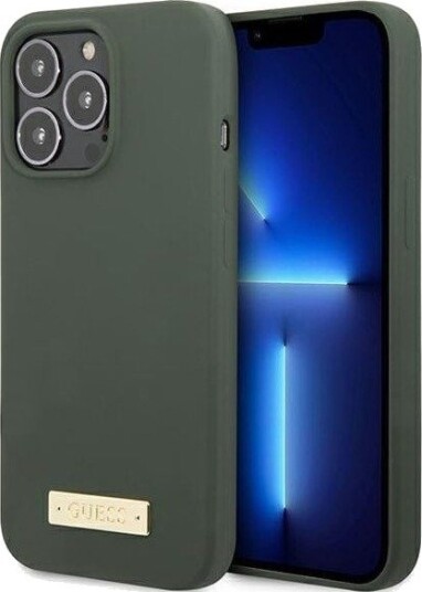 GUESS GUHMP13XSPLA iPhone 13 Pro Max 6.7" green/khaki hard case Silicone Logo Plate MagSafe
