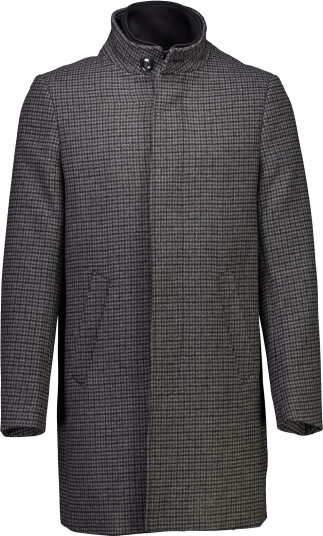 Lindbergh Black Detachable Collar Houndstooth Wool Coat   Grey   L