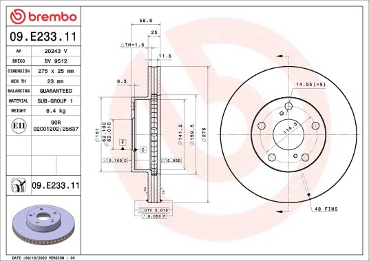 Bremseskive BREMBO 09.E233.11
