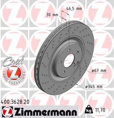Bremseskive ZIMMERMANN 400.3628.20