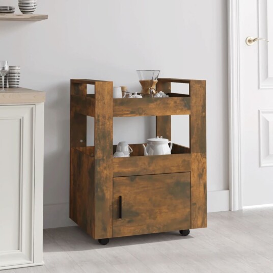 Kjøkkentralle røkt eik 60x45x80 cm konstruert tre 816829 Kjøkkentralle røkt eik 60x45x80 cm konstruert tre 816829