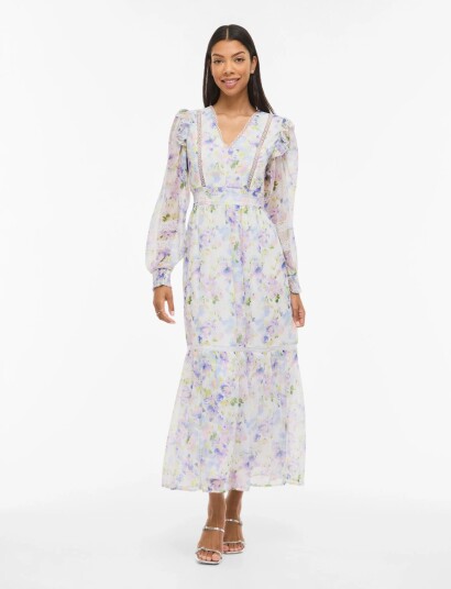 Vila Viroman V Neck L/S Ankle Dress/Dc/Ka White 40 Vila Viroman V Neck L/S Ankle Dress/Dc/Ka White 40