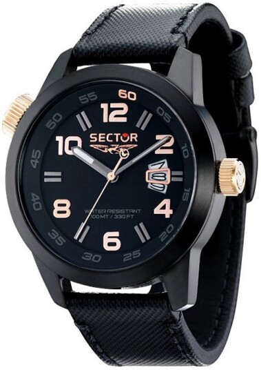 Sector Herreklokke R3251202025 Sort/Lær Ø48 mm Sector Herreklokke R3251202025 Sort/Lær Ø48 mm