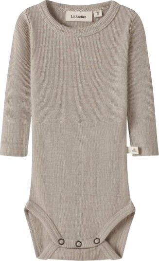 Lil" Atelier Body I/e Rib Ull/Modal Slim NbnNalu Fjær Lil Atelier 68 Langermet Body Beige 62