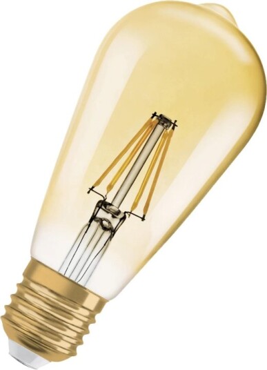 Osram 1906 LED edison fil gold 6,5W/824 55W E27 dim 2-pack
