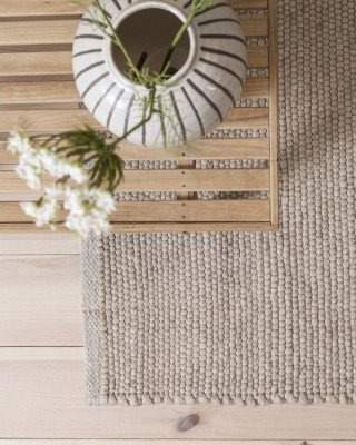 Kilands Vidd beige   håndvevd ullteppe