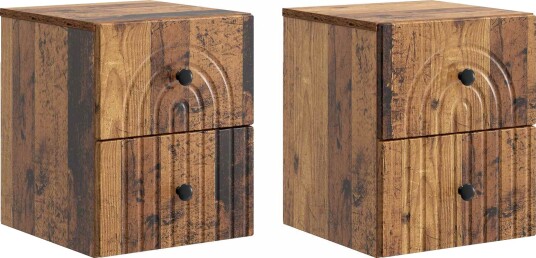  Vegghengt Nattbord 2 pcs Gammelt tre 33 x 34,5 x 40 cm