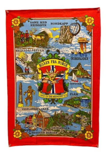 Tea towel land of the midnight sun Rød