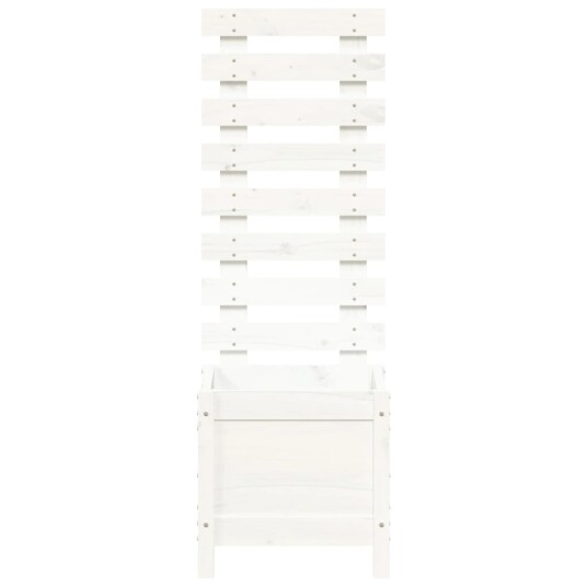 Hageplantekasse med stativ hvit 39x39,5x114 cm heltre furu