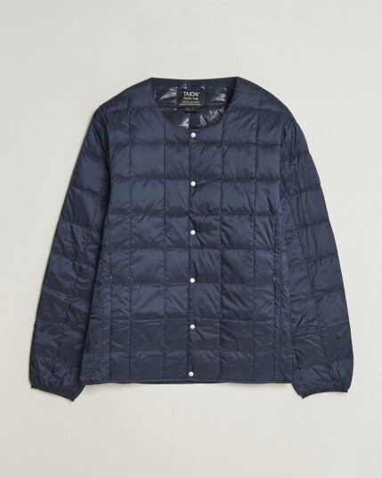 TAION Crew Neck Button Down Jacket Dark Navy TAION Crew Neck Button Down Jacket Dark Navy