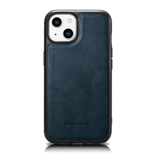 Icarer Leather Oil Wax-Deksel Dekket Med Naturlig Skinn For Iphone 14 Plus Blå (Wmi14220719-Bu) Icarer Leather Oil Wax-Deksel Dekket Med Naturlig Skinn For Iphone 14 Plus Blå (Wmi14220719-Bu)