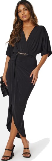 John Zack Kimono Sleeve Rouch Dress